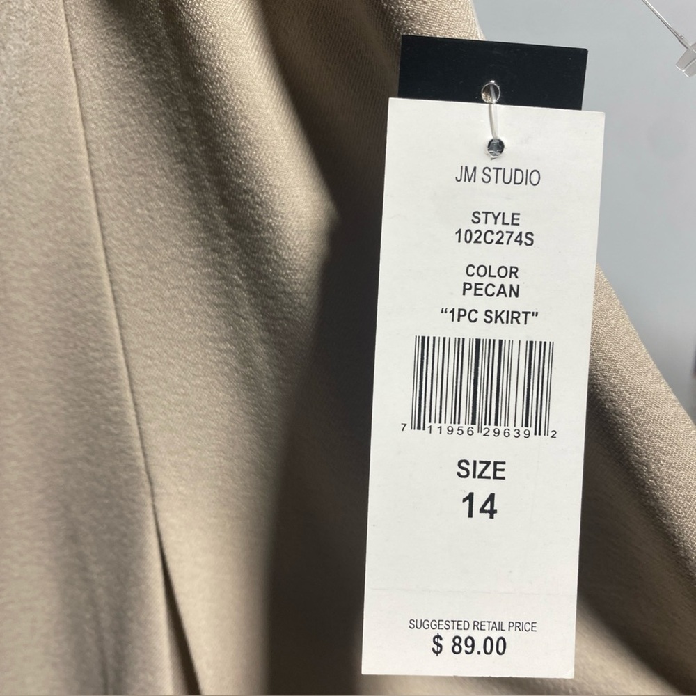 JM Studio by John Meyer Skirt Petite 14 NWT Beige Pleated A-Line Midi M-25 - Picture 5 of 14